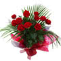 Valentines Red Roses Glass Vase Small Image