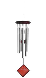 Woodstock Chimes of Mars Silver Musical Wind 
Chime. It comes with five silver tubes, has a red hard 
wood top and matching wind catcher, their pentatonic scale 
is always in harmony so the sound remains perfect over 
time, it is strung with UV-resist