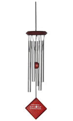 Woodstock Chimes of Mercury Silver Wind 
Chime. It comes with five silver tubes, has a cherry wood 
top and matching wind catcher, their pentatonic scale is 
always in harmony so the sound remains perfect over time, 
it 
is strung with UV-resistant n