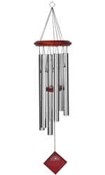 Woodstock Chimes of Pluto Silver Musical Wind 
Chime..It comes with six silver tubes, has a red hard wood top 
and 
matching wind catcher, their pentatonic scale is always in 
harmony so the sound remains perfect over time, it is 
strung 
with UV-re