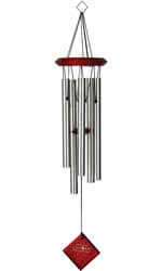 Woodstock Silver Chimes of Polaris Musical Wind Chime. Coming 
with five silver tubes and has a Cherrywood finish, it is 
hand-tuned to a universal, pentatonic (five-note) scale 
giving superior musical performance, (which has a life 
time 
guarantee