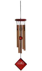 Woodstock Chimes of Mercury Musical Wind Chime in Bronze..Coming with five bronze tubes and has a 
Bubinga 
hardwood finish..These chimes are tuned to create the purest, most 
beautiful musical 
intervals, it is strung with UV-resistant nylon line.