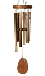 Woodstock Amazing Grace Bronze Wind Chime in small. This Musical Wind Chime comes with six bronze tubes, and matching wind catcher. It is tuned to the opening notes of Amazing Grace and strung with a UV-resistant nylon line