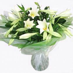Flowers White Lily Handtied Bouquet 